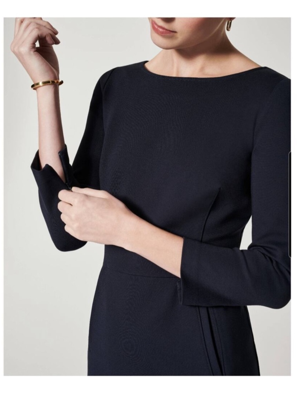 NWT SPANX THE PERFECT A-Line 3/4 Sleeve Shift Dress Black Large Orig $200 - Picture 4 of 7